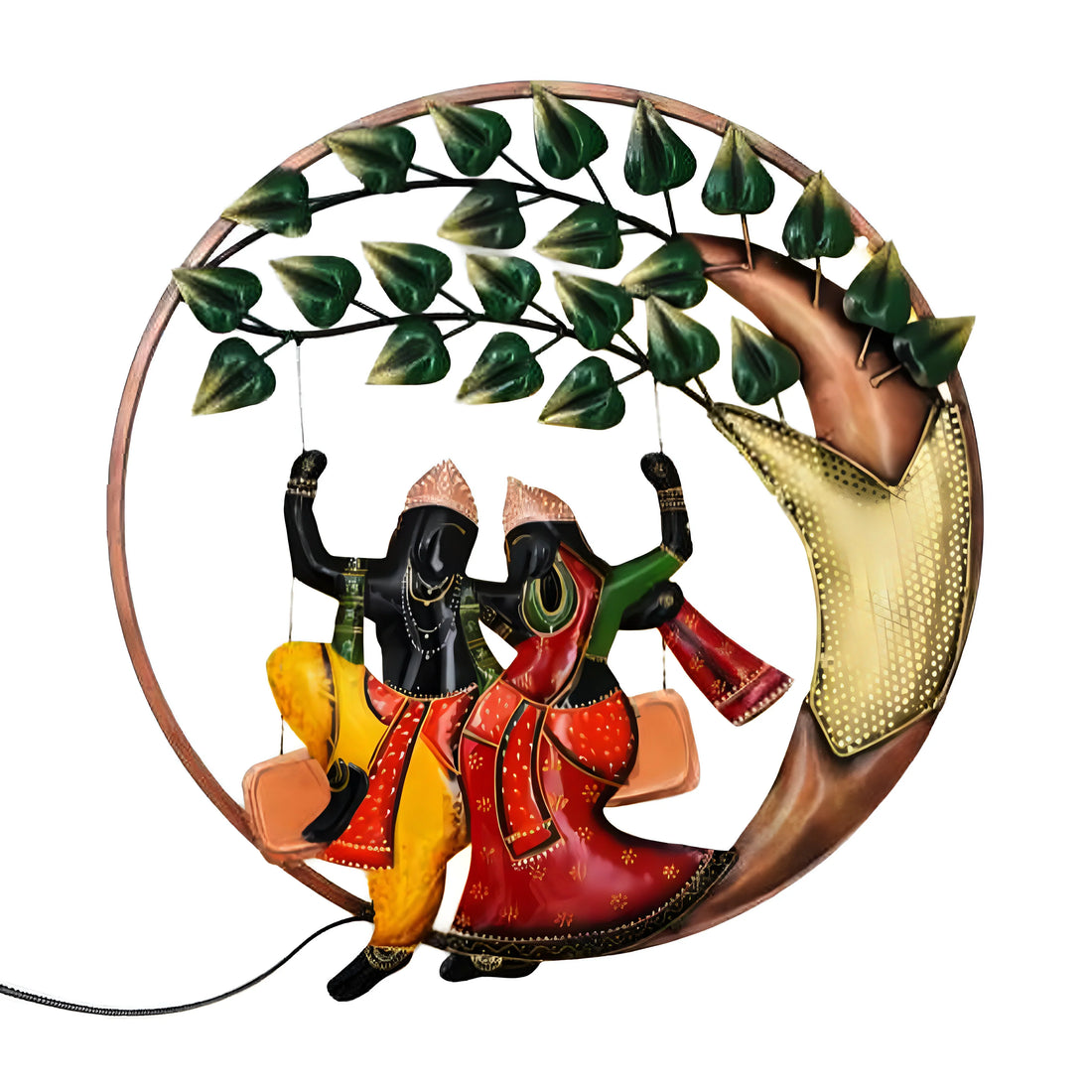 Radha Krishna in Ring Idol – Elegant Hindu Couple Statue for Home Temple &amp; Spiritual Decor