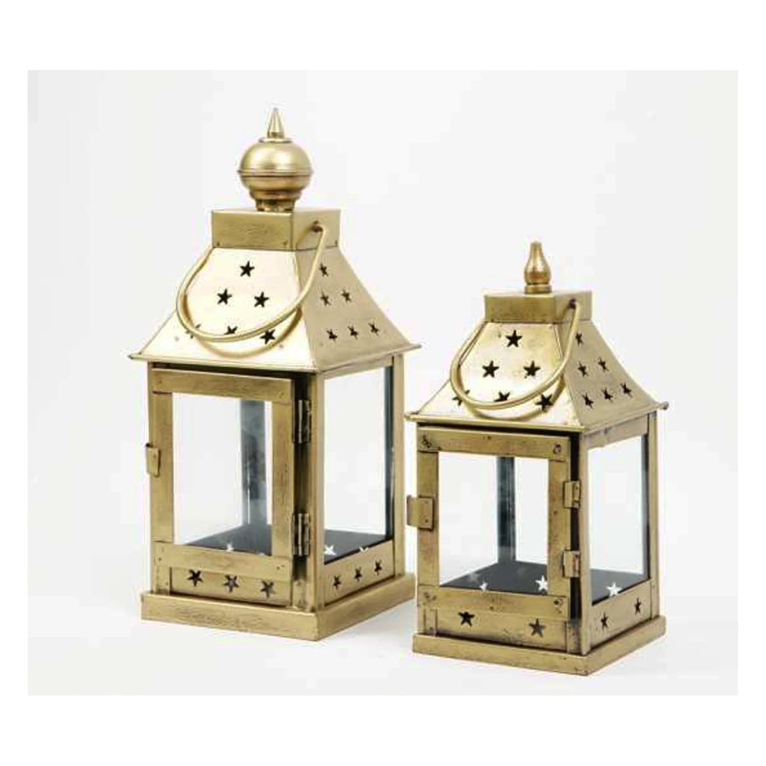 Glass Lantern Set – Elegant Decorative Lanterns with Metal Frame | Ambient Home Lighting