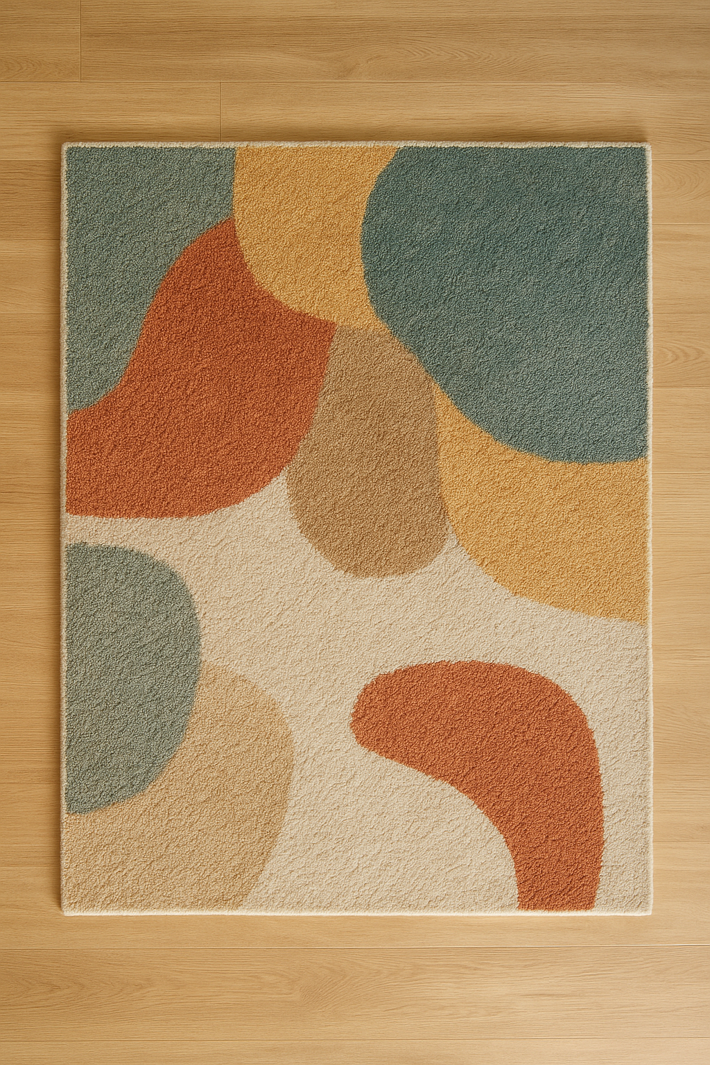 Neutral Multi Abstract Wool Silk Rug - 5x8ft