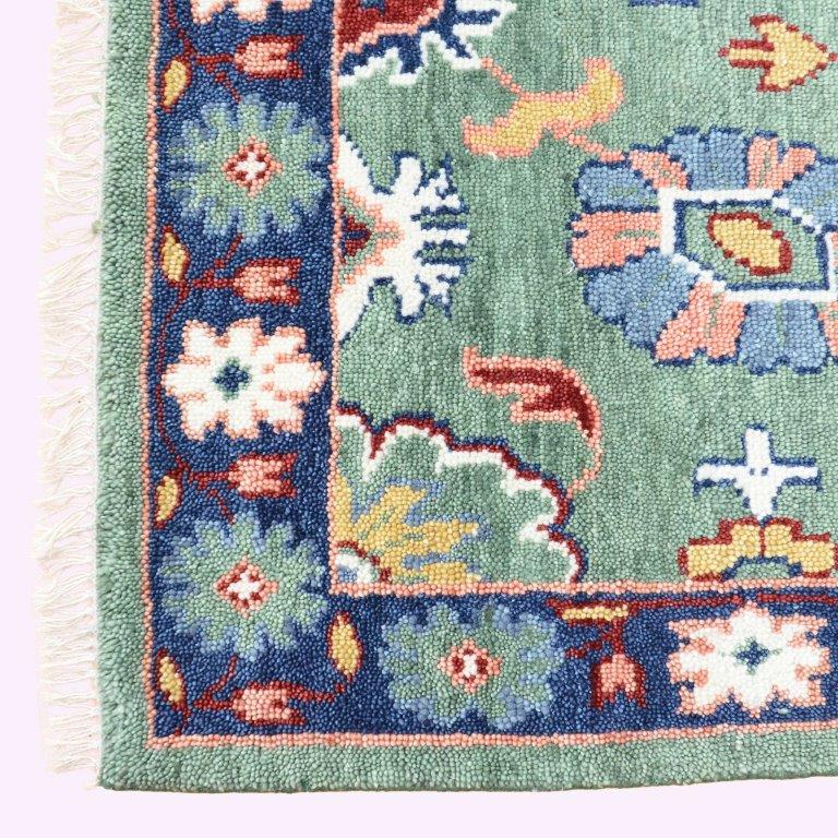 Farookht Turkish Muted Rug Handmade Wool Rug Vintage Rug Neutral Premium Hand-Knotted Modern Oushak Rug Premium Wool Turkish rug | 5ftx8ft | F-HKOU-001