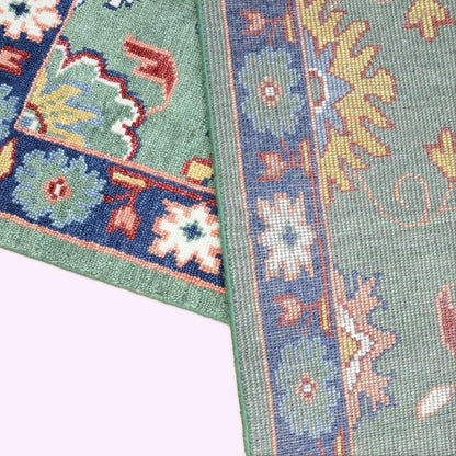 Farookht Turkish Muted Rug Handmade Wool Rug Vintage Rug Neutral Premium Hand-Knotted Modern Oushak Rug Premium Wool Turkish rug | 5ftx8ft | F-HKOU-001