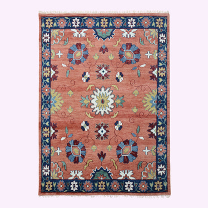 Farookht Turkish Subdued Rug Handcrafted Wool Rug Classic Rug Neutral High-Quality Contemporary Oushak Rug Superior Wool Turkish Rug | 8ft x 10ft | F-HKOU-015