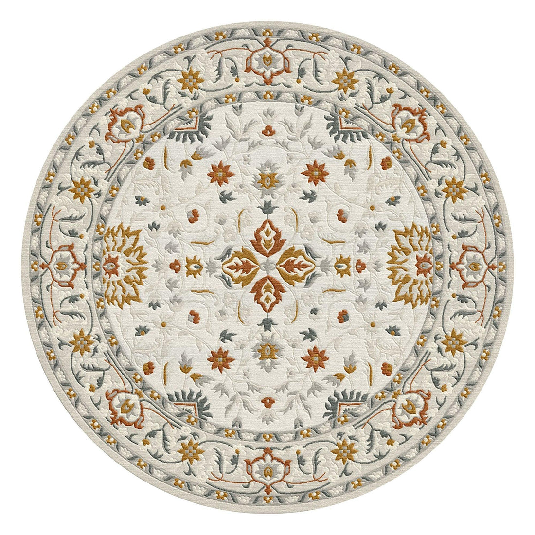 8a5a1e-8b.myshopify.com Cream Traditional Round Rug for Living Spaces | F-HT-028