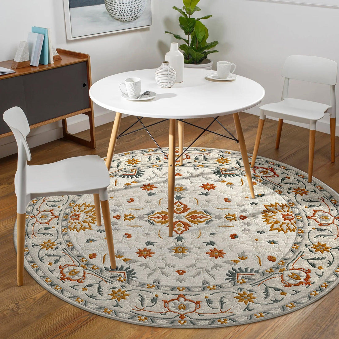 8a5a1e-8b.myshopify.com Cream Traditional Round Rug for Living Spaces | F-HT-028