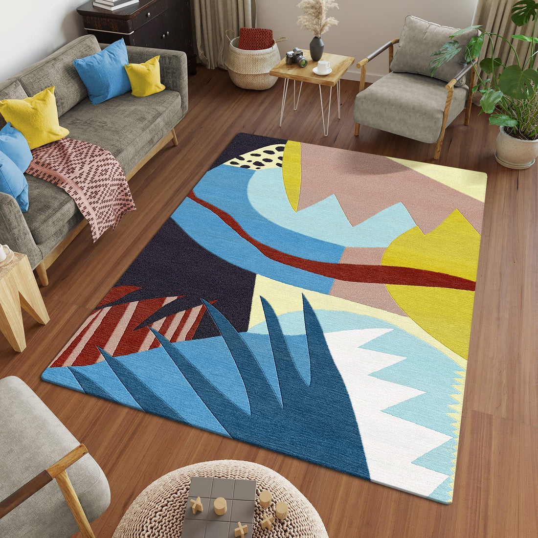 8a5a1e-8b.myshopify.com Abstract Multicolored Hand Tufted Carpet Rug for Living Spaces | F-HT-029