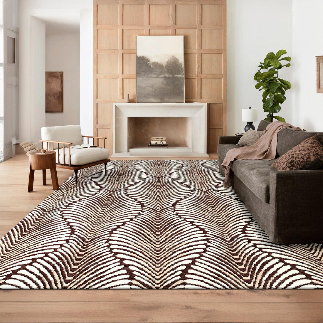 8a5a1e-8b.myshopify.com Cream and Brown Rug, Hand Tufted Carpet Rug for Living Spaces | F-HT-027