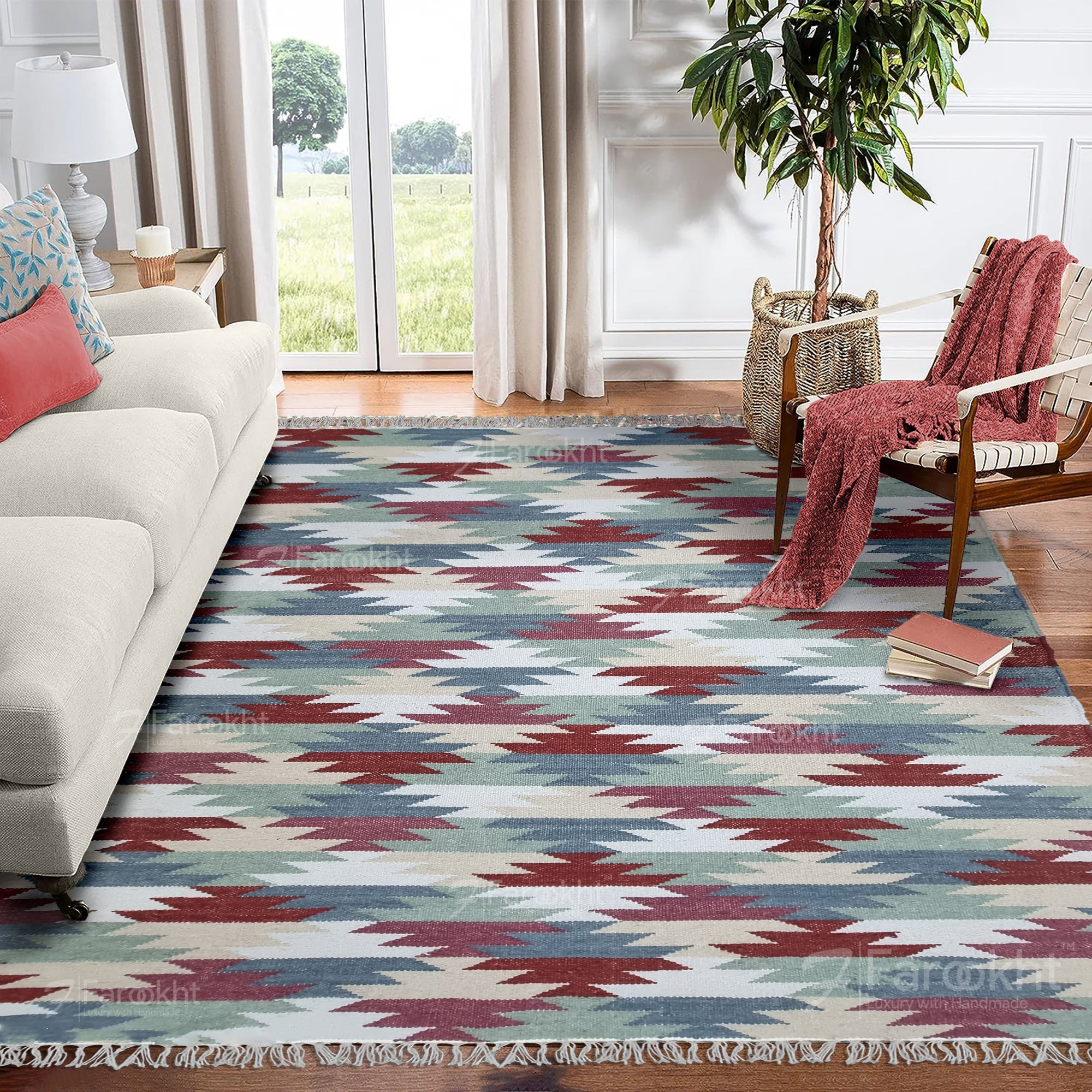 Pastel Chevron Handwoven Kilim Rug