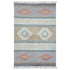Pastel Flatweave handwoven wool-blend rug, flatweave with coral, mint, and sand tones, finished with short fringes — ideal for living rooms.