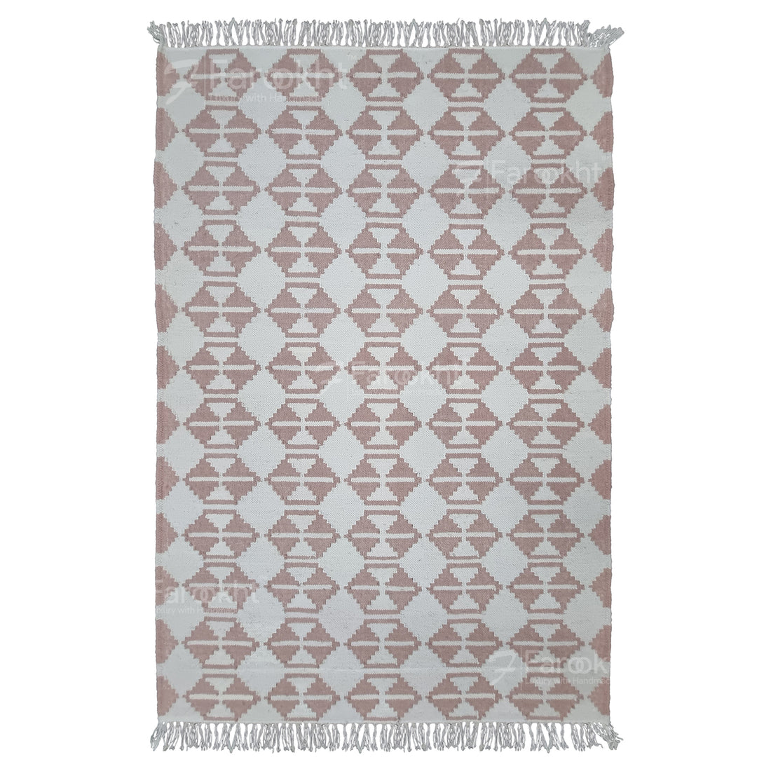 Handwoven Pink Geometric Rug
