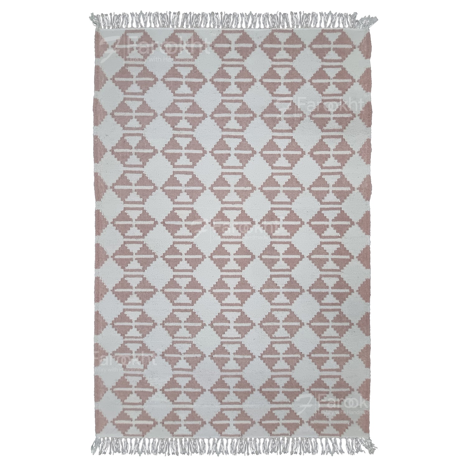 Handwoven Pink Geometric Rug