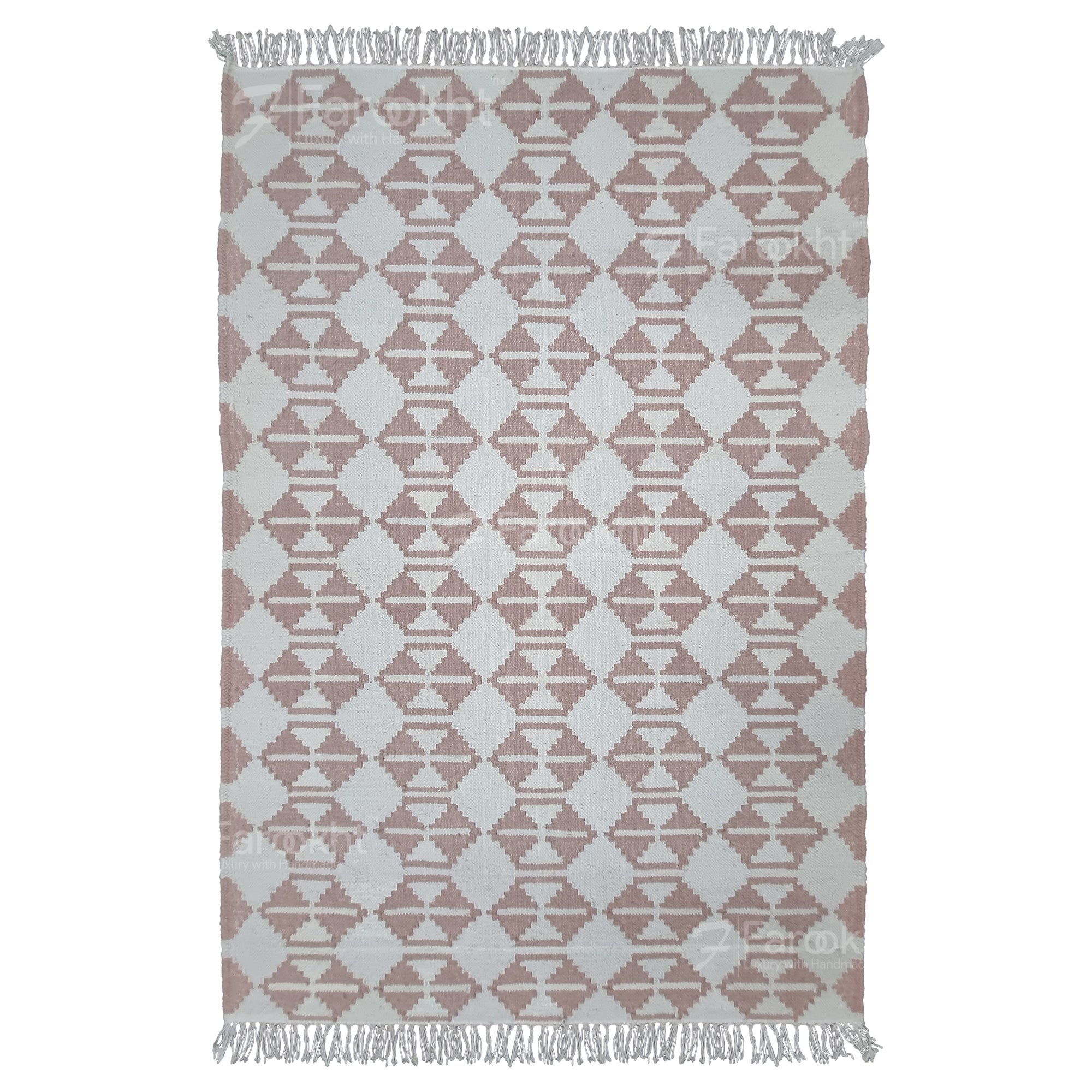 Handwoven Pink Geometric Rug