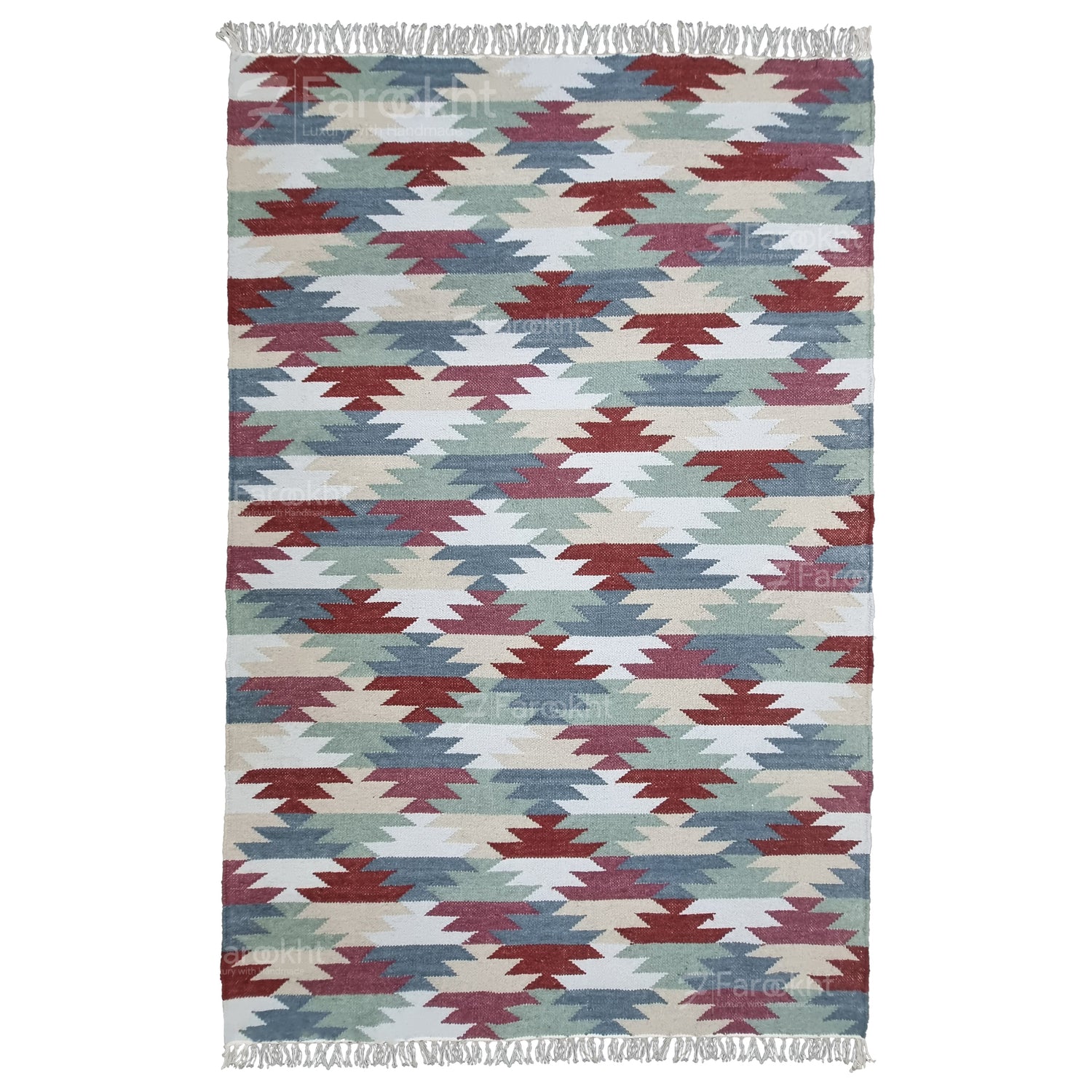 Pastel Chevron Handwoven Kilim Rug