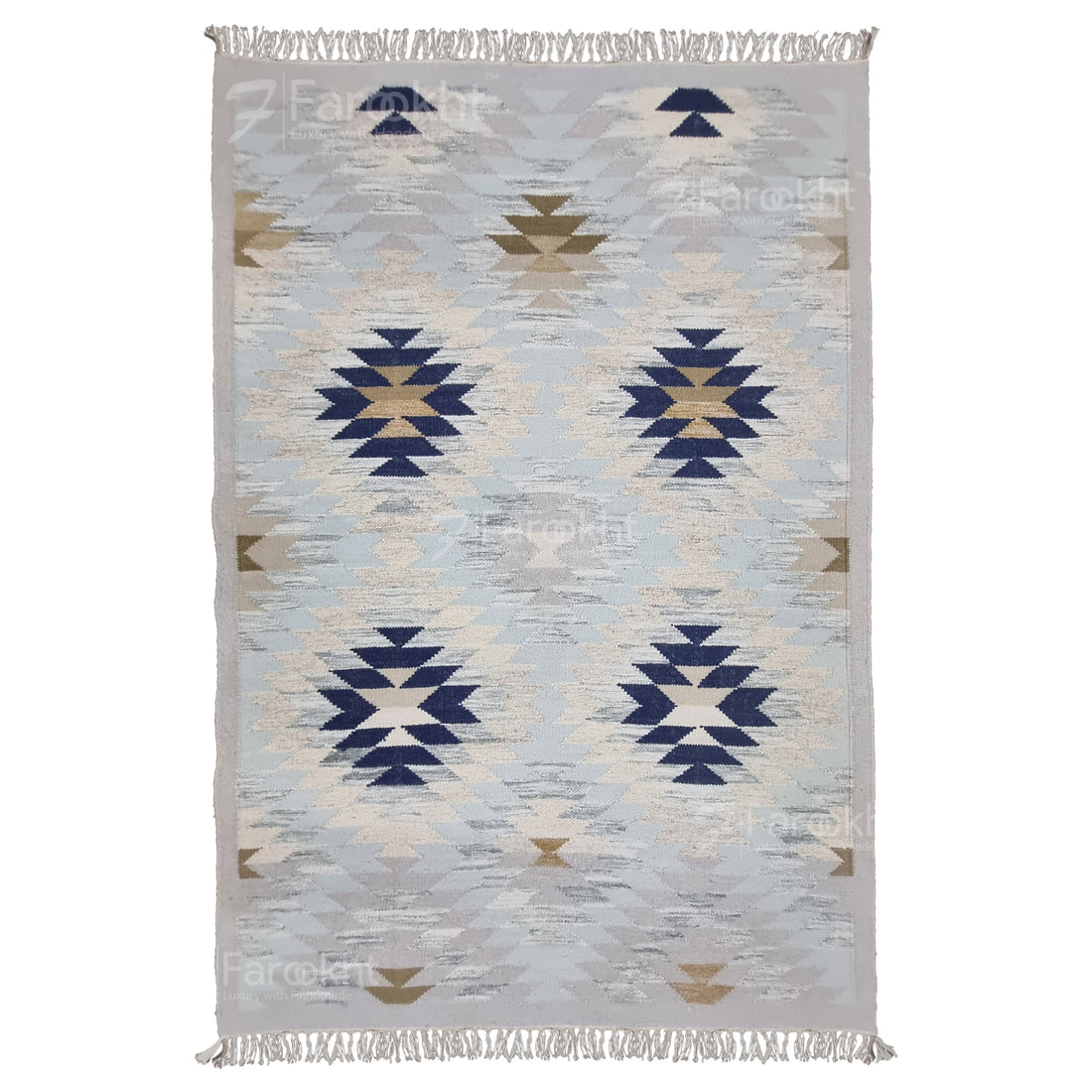 Light Blue Handwoven Flatweave Rug