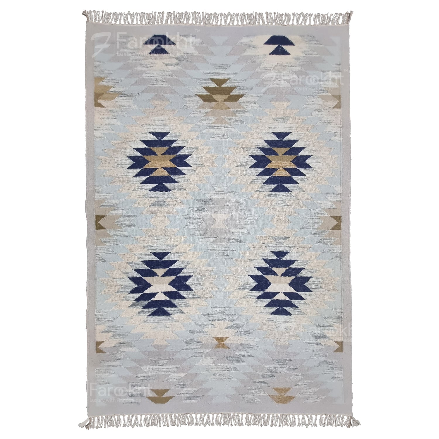 Light Blue Handwoven Flatweave Rug