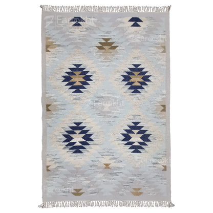 Light Blue Handwoven Flatweave Rug