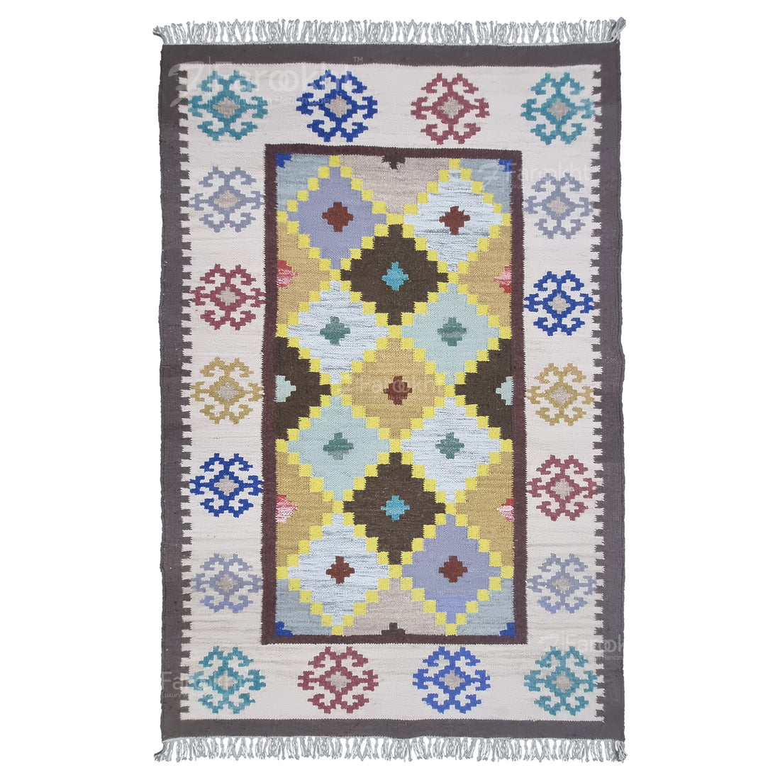 Handwoven Multi-Color Geometric Wool Rug
