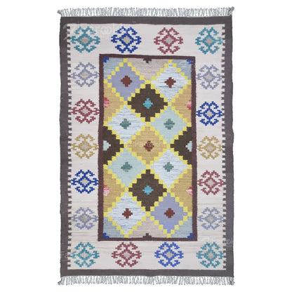 Handwoven Multi-Color Geometric Wool Rug