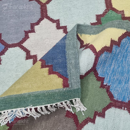 Multicolor Handwoven Wool Blend Geometric Rug