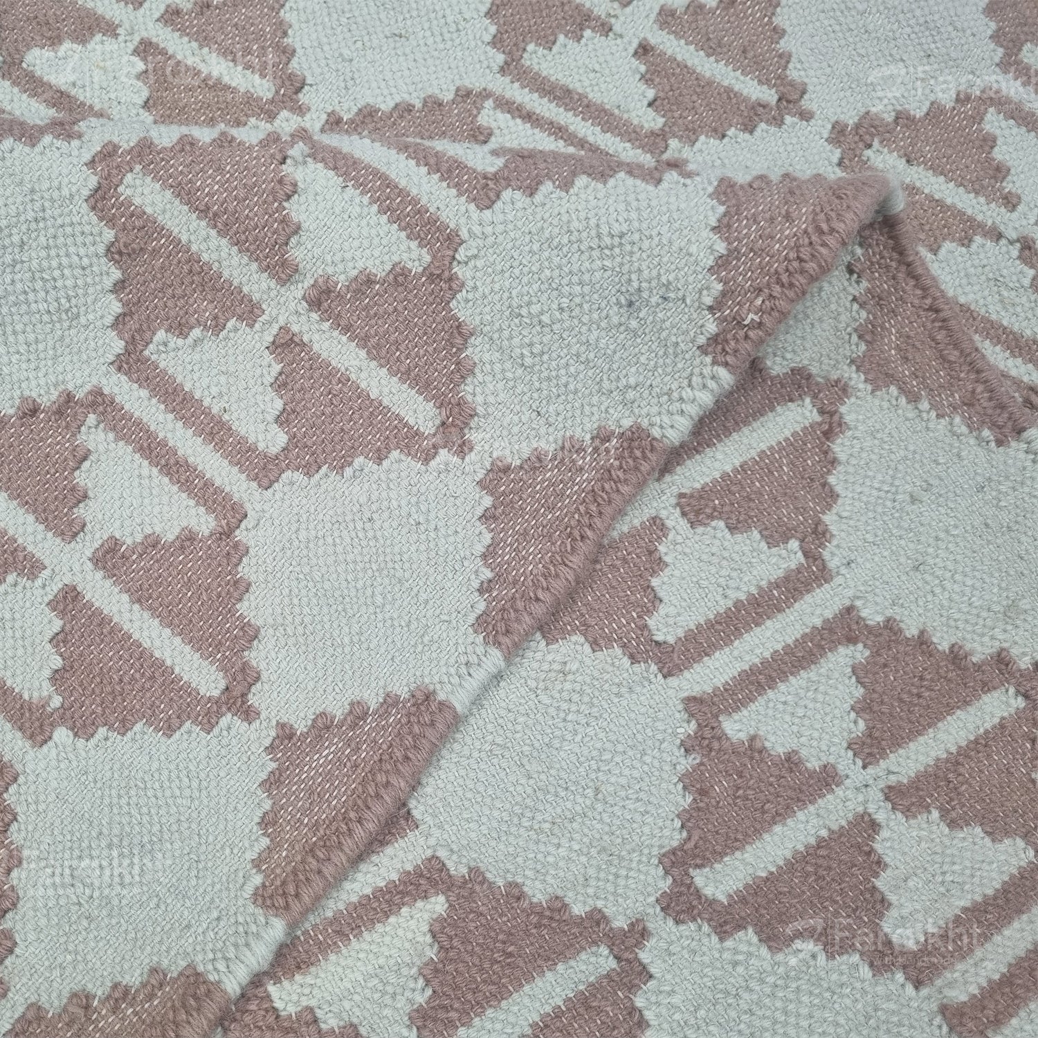 Handwoven Pink Geometric Rug