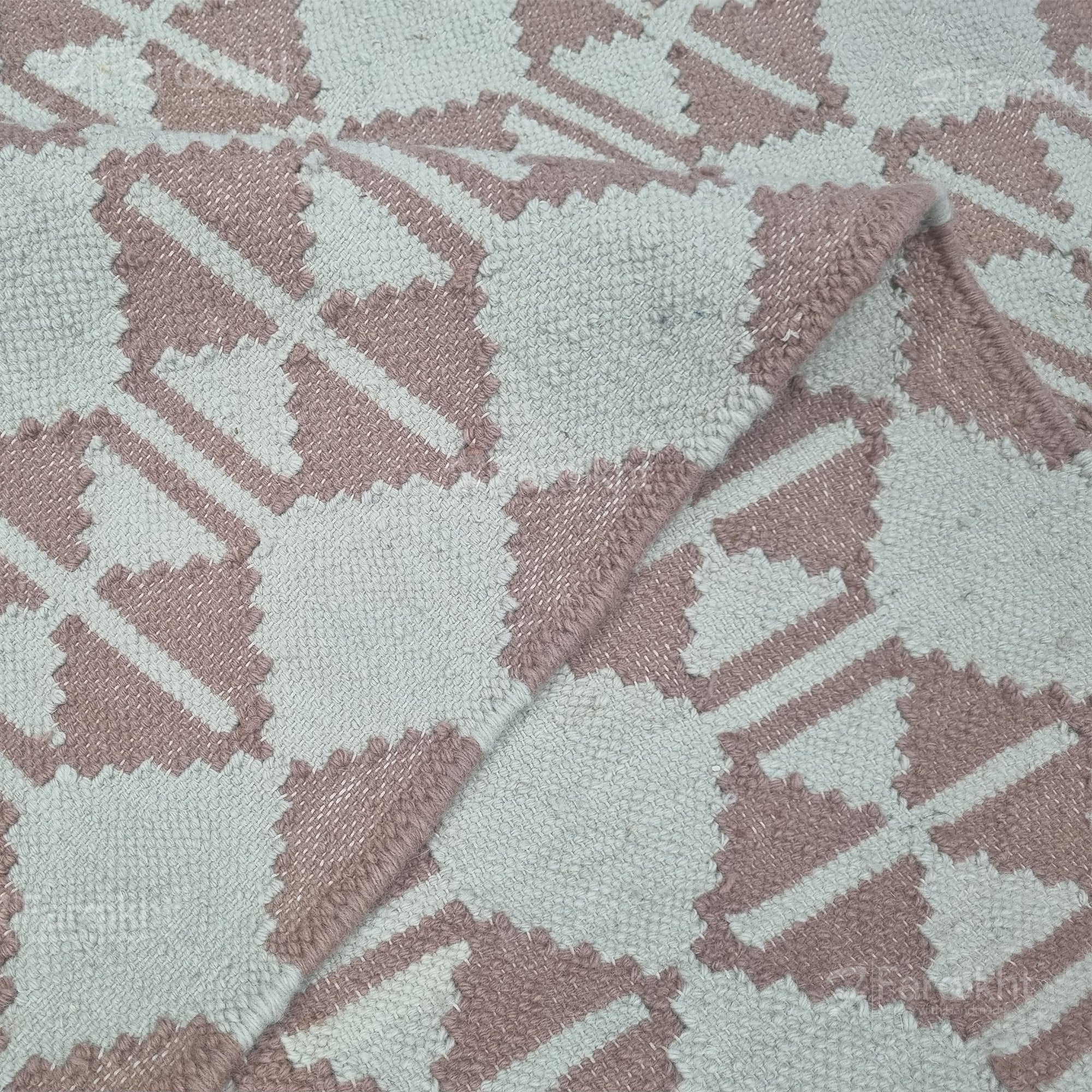Handwoven Pink Geometric Rug