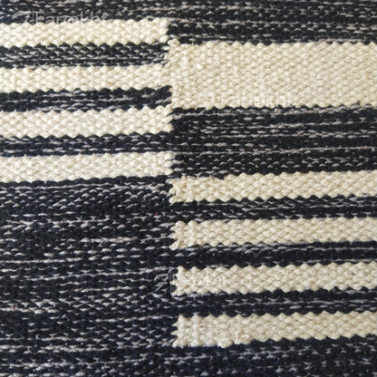 Close-up of black and white striped fabric pattern