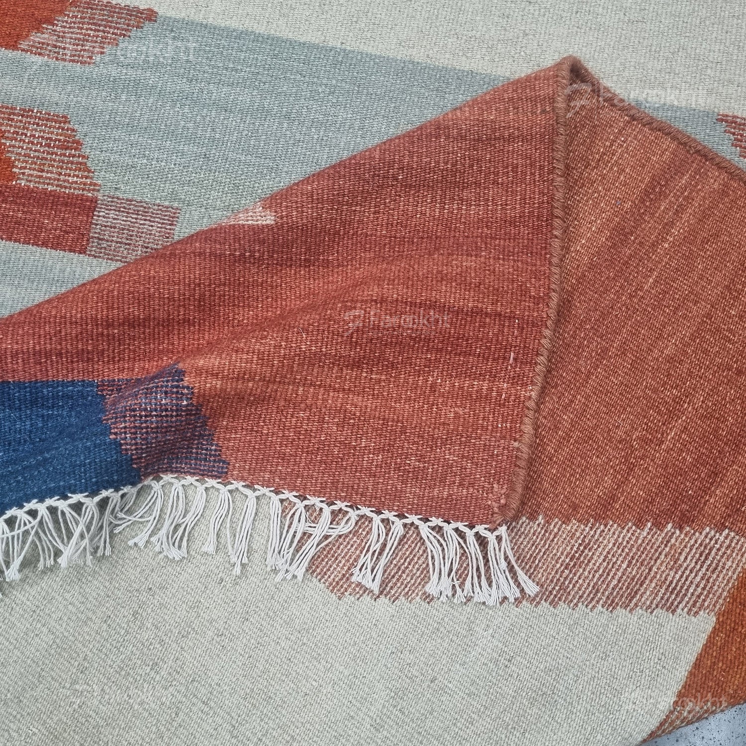 Coral Geometric Handwoven kilim Rug