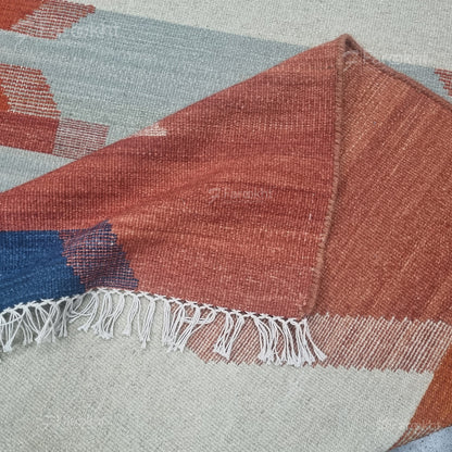 Coral Geometric Handwoven kilim Rug