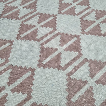 Handwoven Pink Geometric Rug
