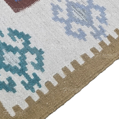 Multi-Color Geometric Wool Blend Area Rug