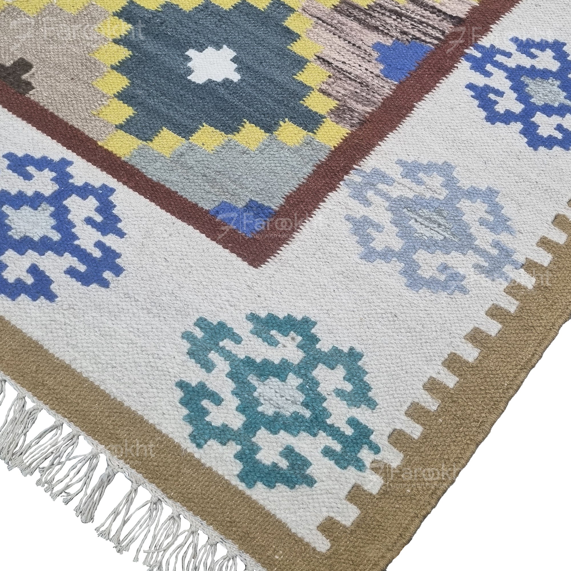 Multi-Color Geometric Wool Blend Area Rug