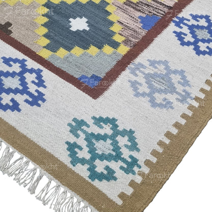 Multi-Color Geometric Wool Blend Area Rug