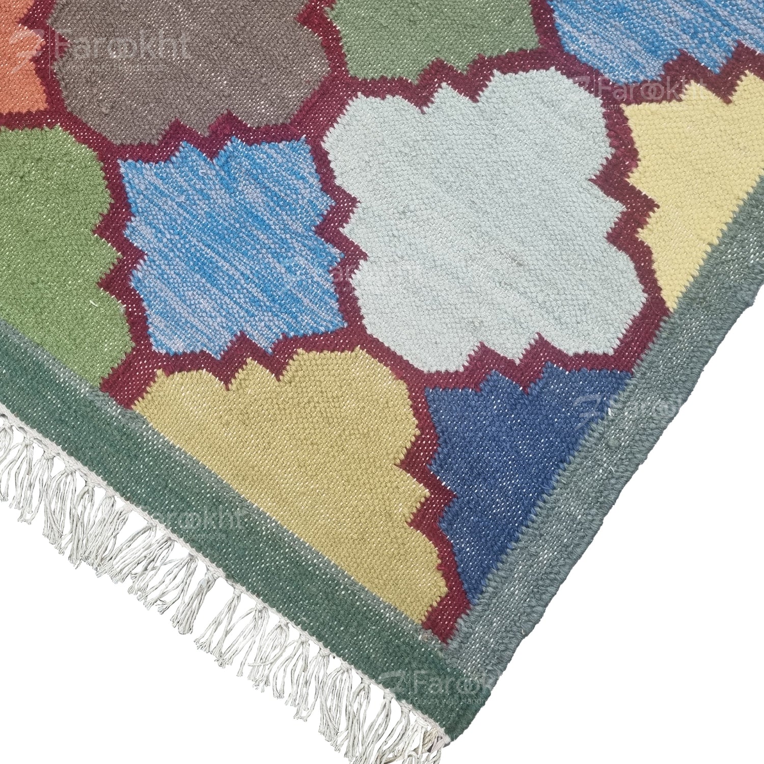 Multicolor Handwoven Wool Blend Geometric Rug