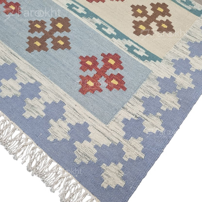 Lavender Geometric Flatweave Wool Rug