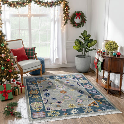 Hand Knotted Oushak Carpet and Rugs 017