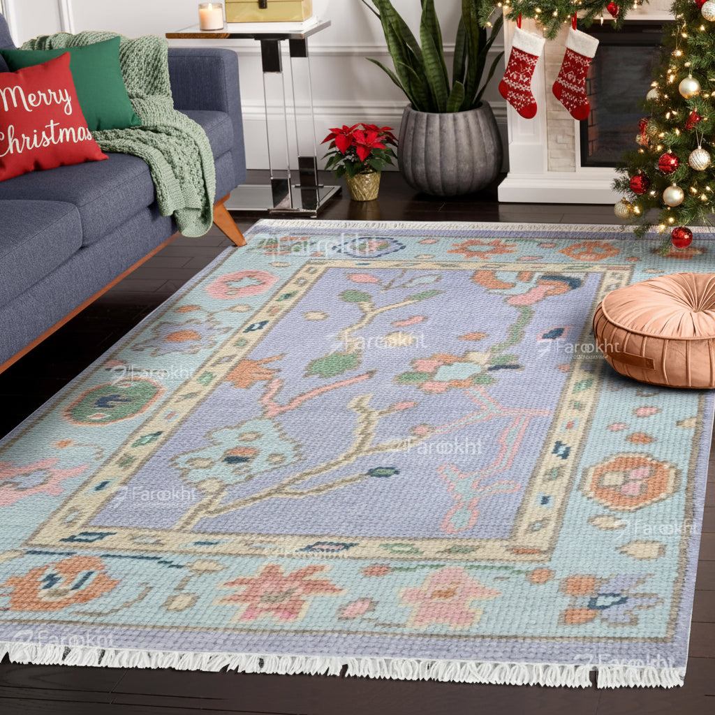 Hand Knotted Oushak Carpet and Rugs 029