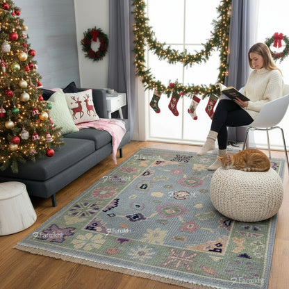 Hand Knotted Oushak Carpet and Rugs 021