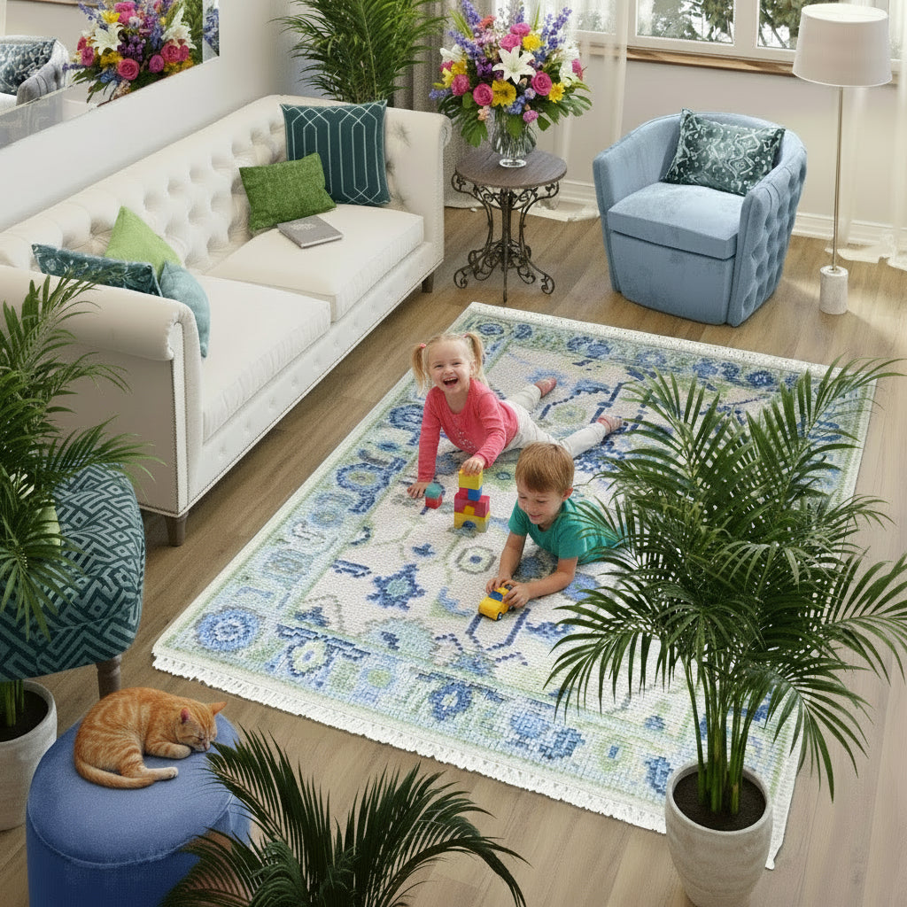 Hand Knotted Oushak Carpet and Rugs 024