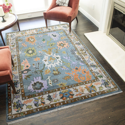 Hand Knotted Oushak Carpet and Rugs 034