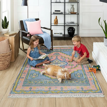 Hand Knotted Oushak Carpet and Rugs 019