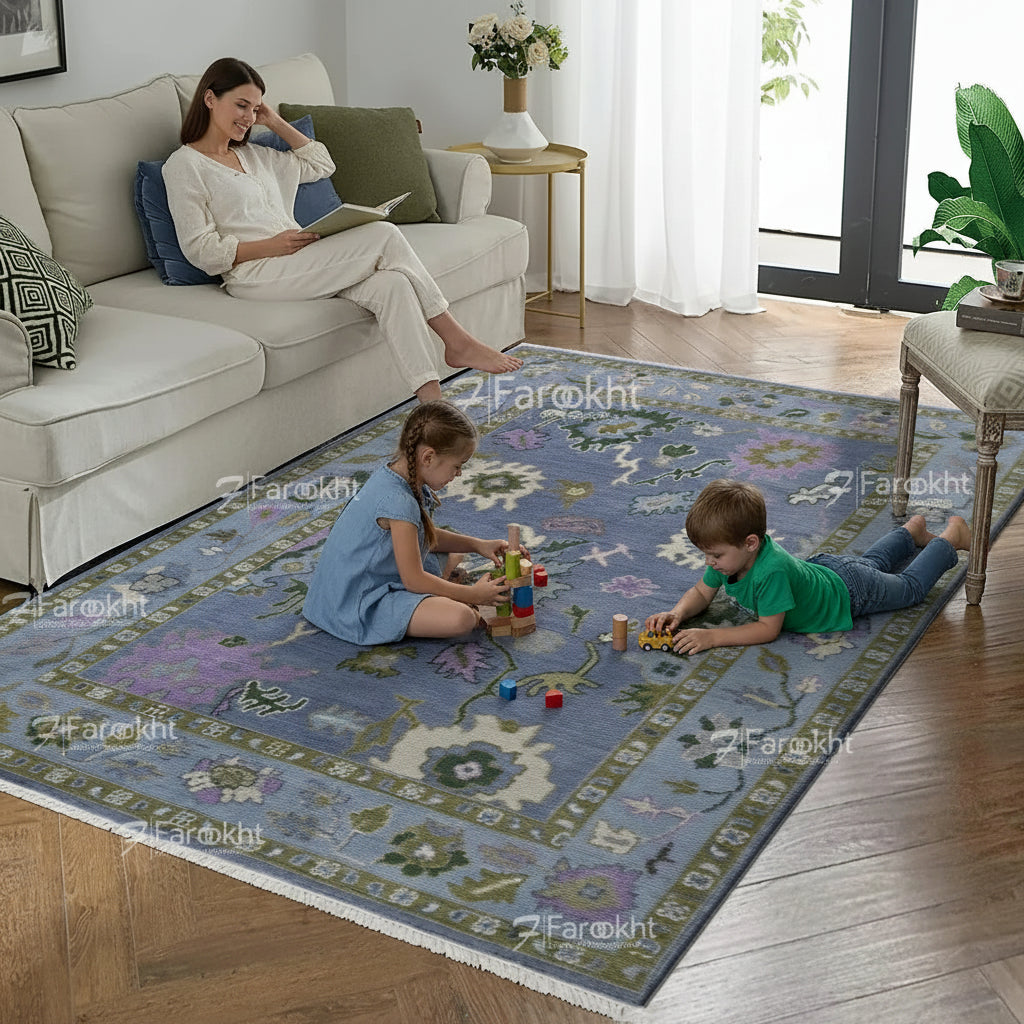 Hand Knotted Oushak Carpet and Rugs 08