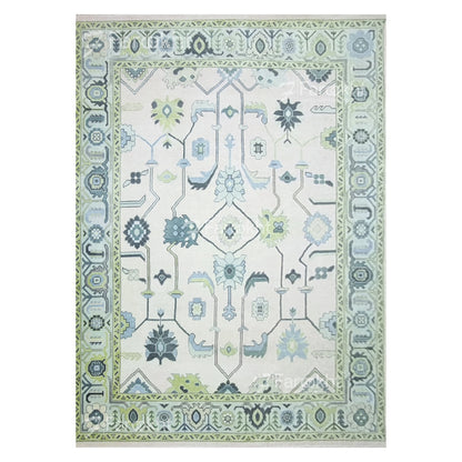 Green Hand Knotted Oushak Rugs and Carpets