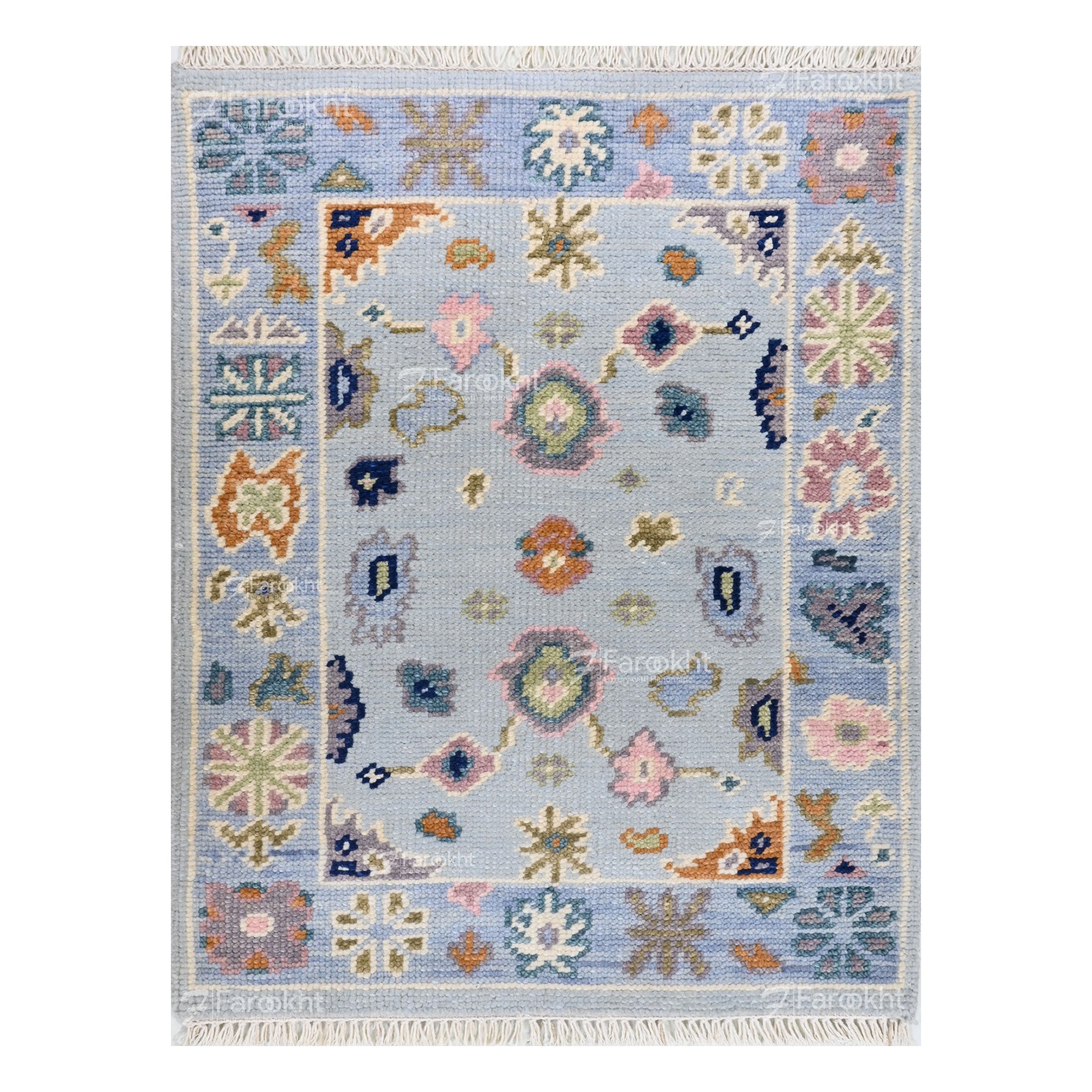 Hand Knotted Oushak Carpet and Rugs 030