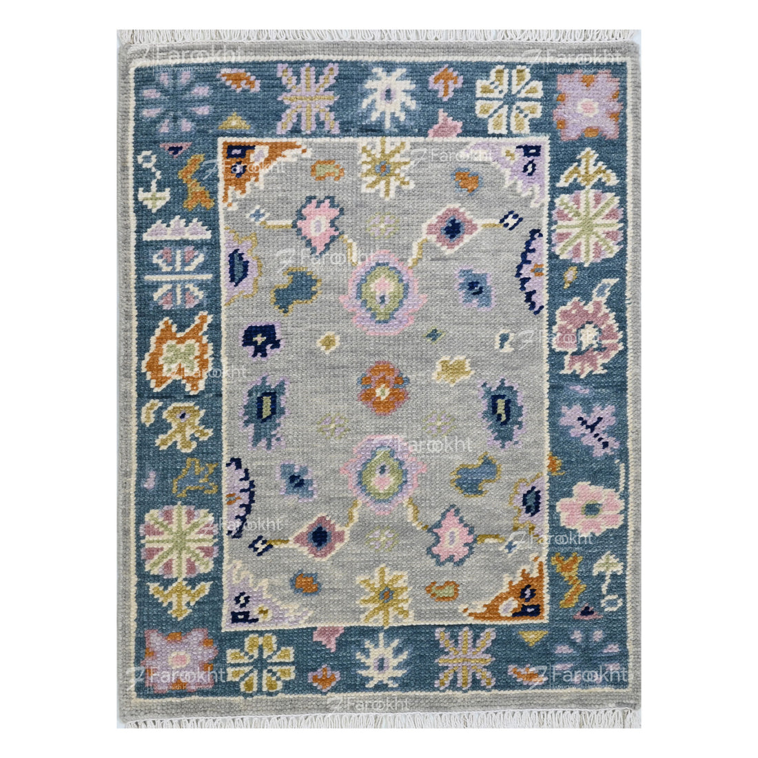 Hand Knotted Oushak Carpet and Rugs 017