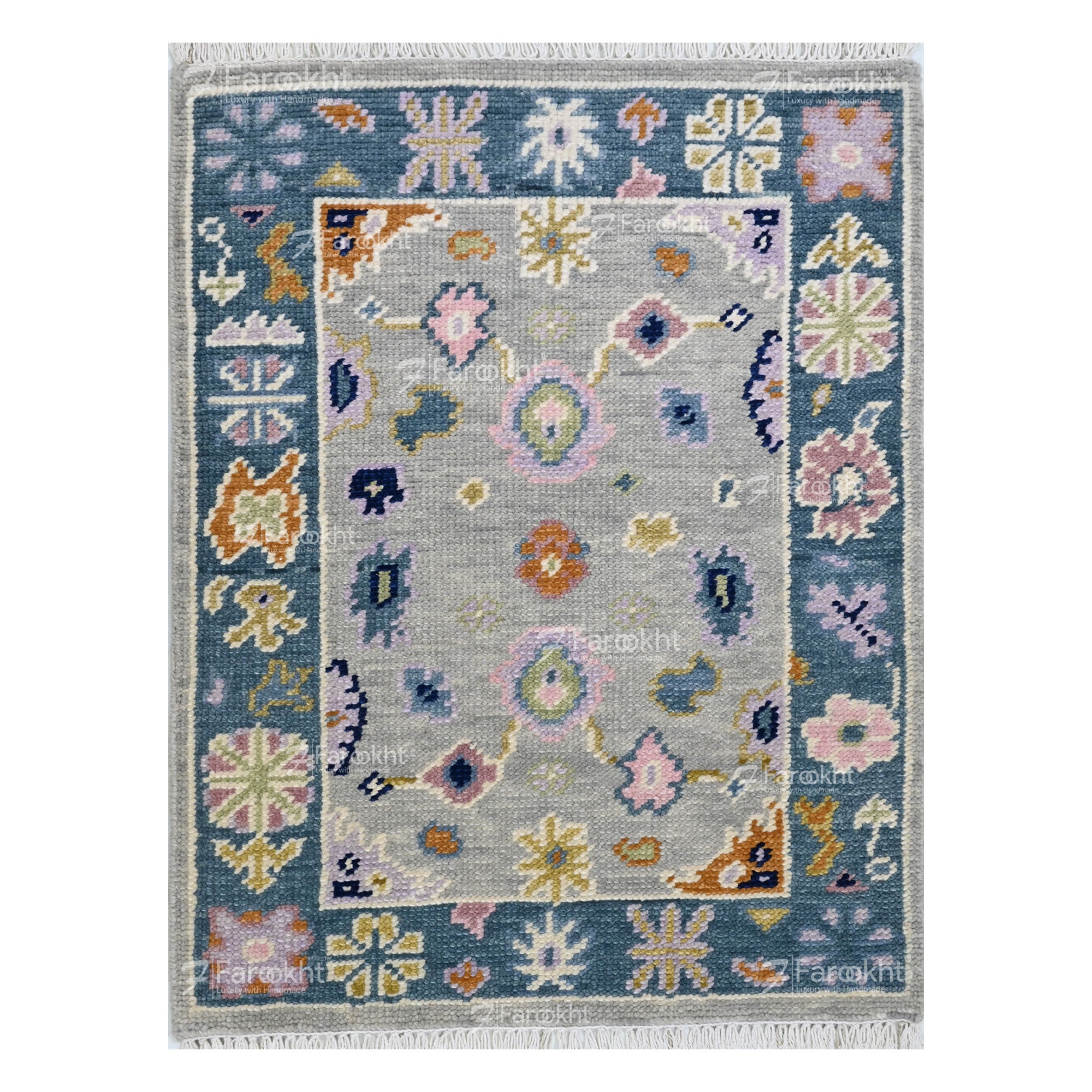 Hand Knotted Oushak Carpet and Rugs 017