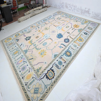 Hand Knotted Oushak Carpet and Rugs 07