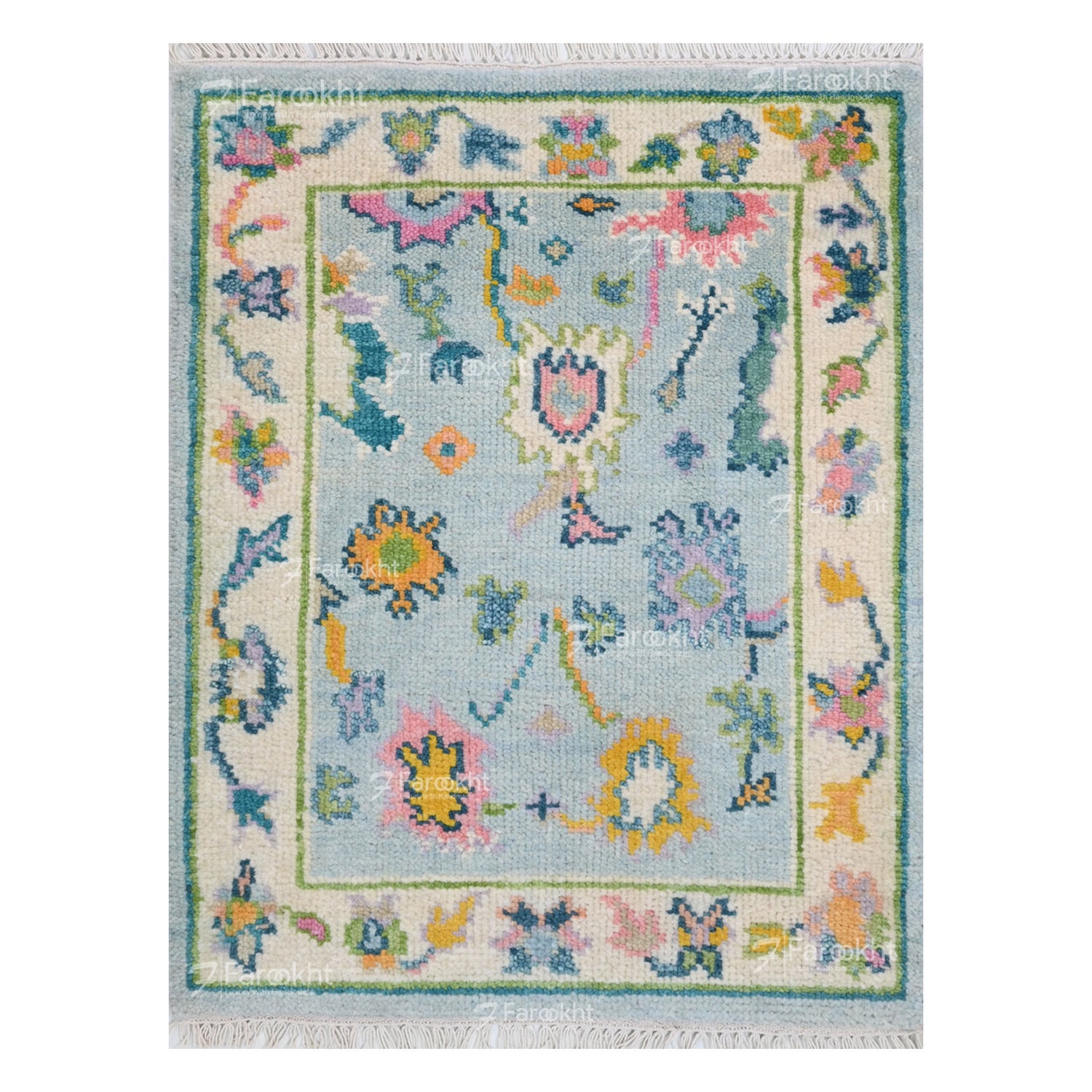 Hand Knotted Oushak Carpet and Rugs 015