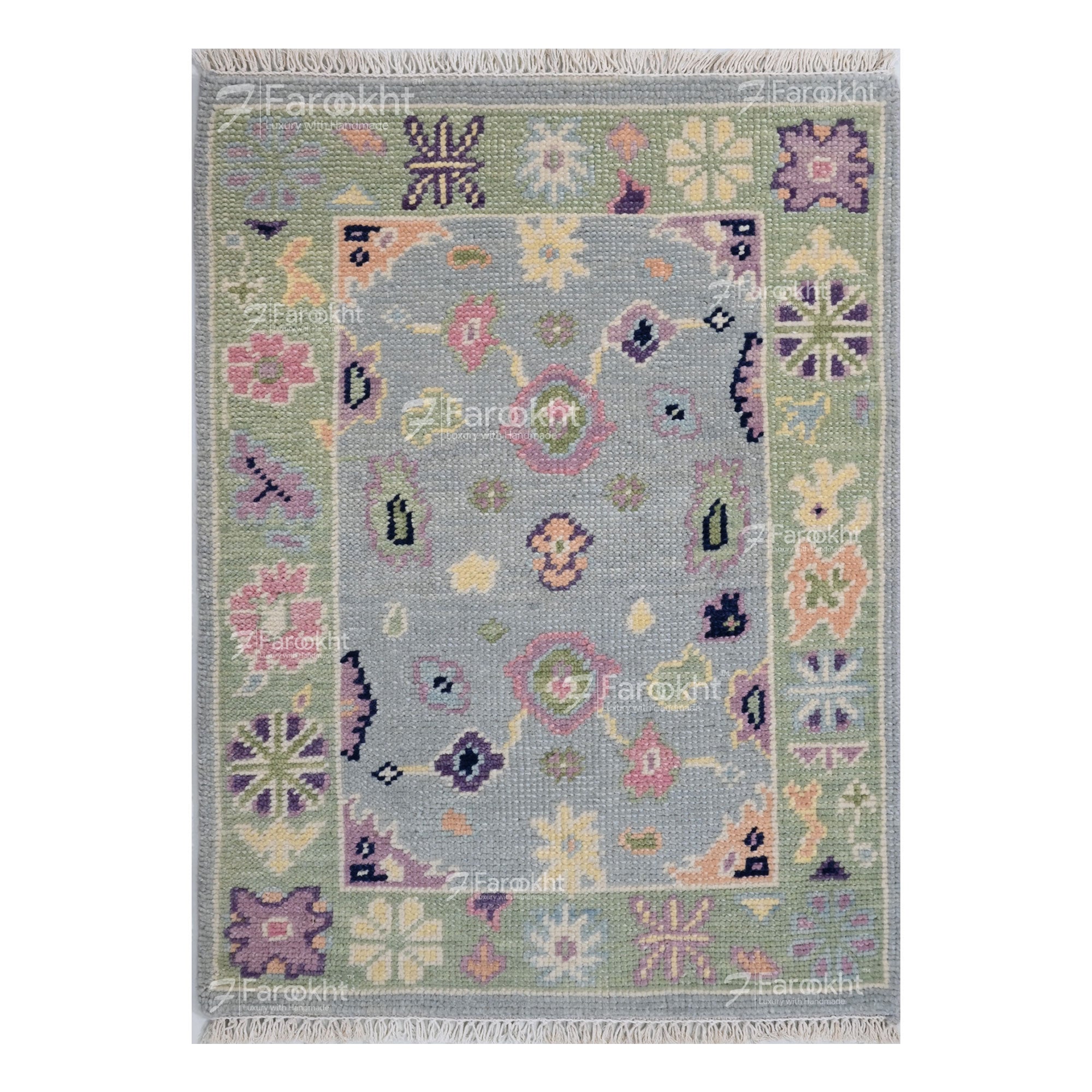 Hand Knotted Oushak Carpet and Rugs 021