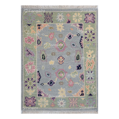 Hand Knotted Oushak Carpet and Rugs 021