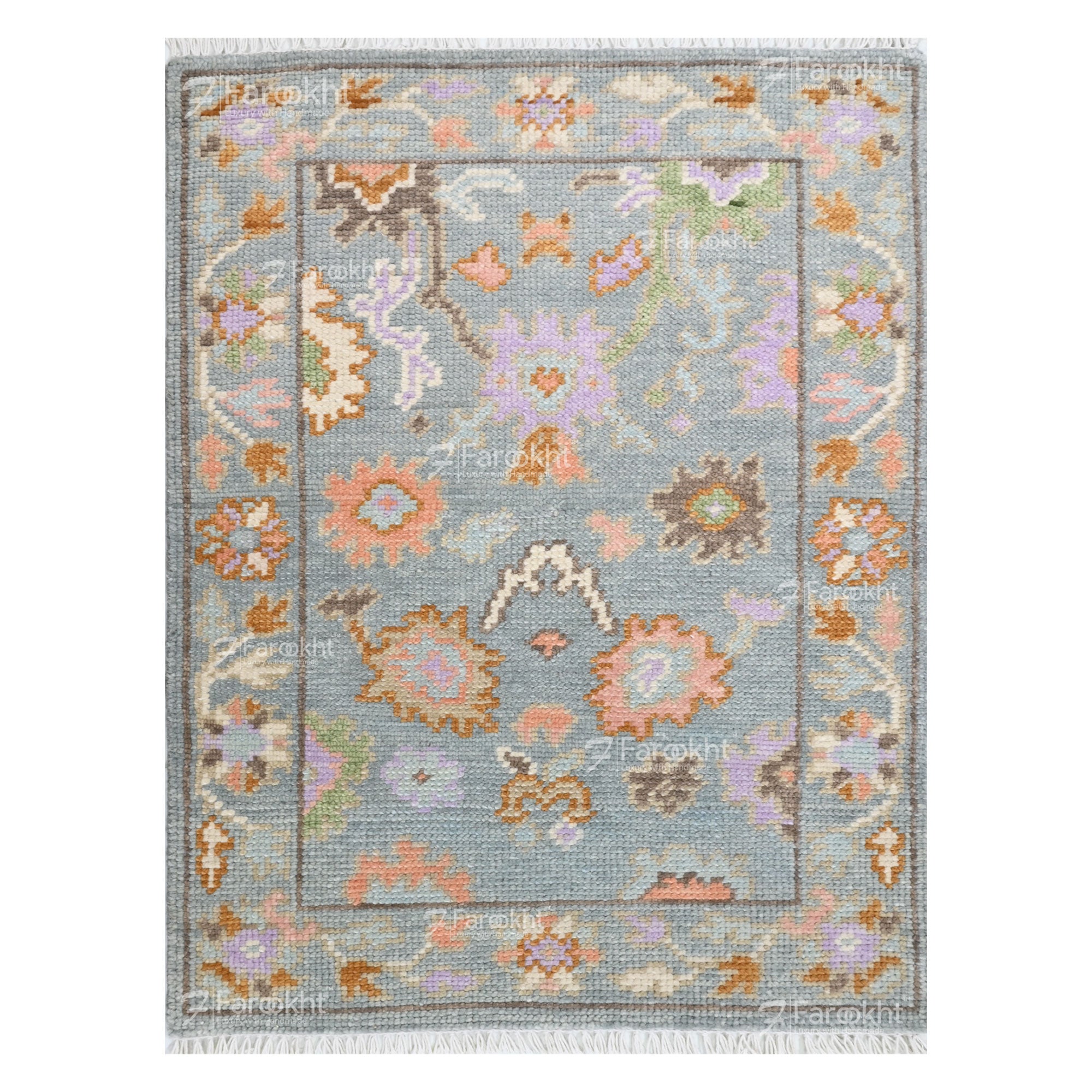 Hand Knotted Oushak Carpet and Rugs 020