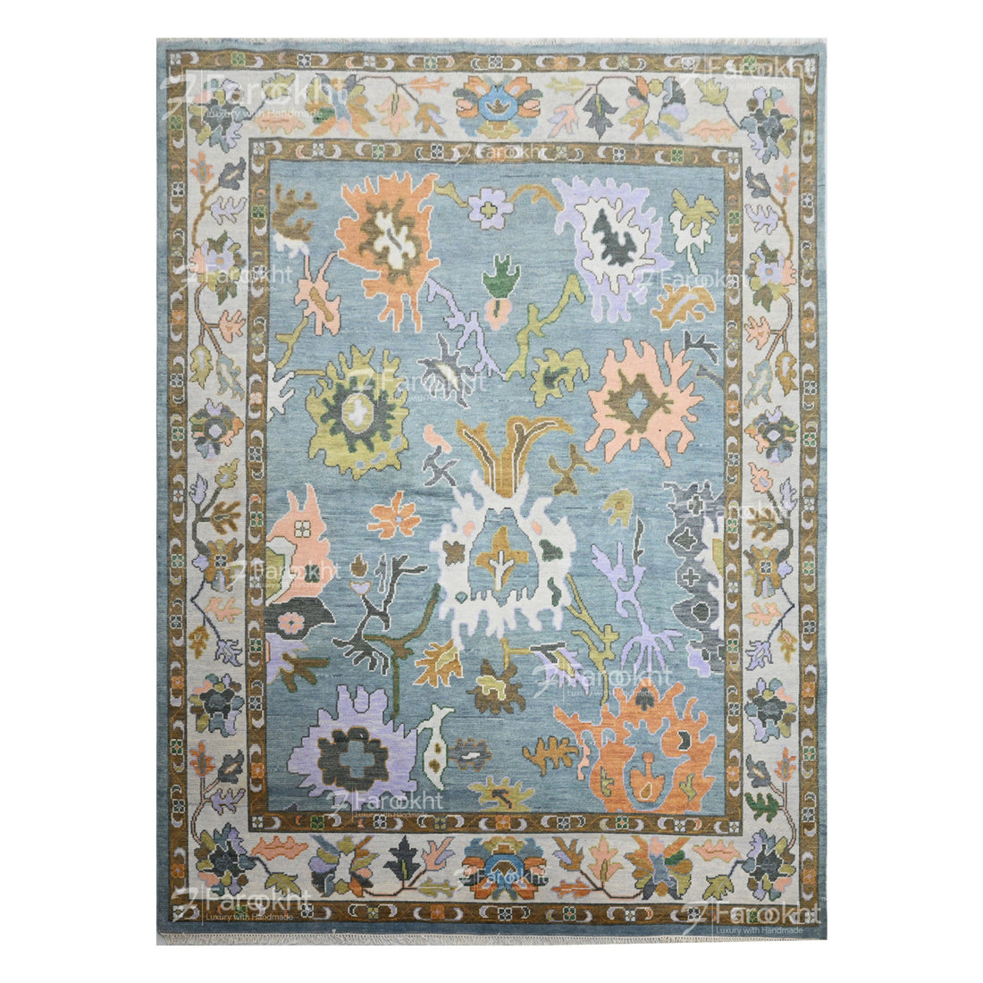 Hand Knotted Oushak Carpet and Rugs 034